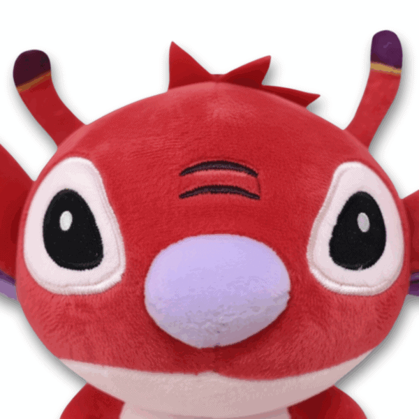 Peluche Leroy 25 cm ufficiale Disney Stitch rosso Esperimento 629 Zoom viso