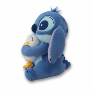 vista a 3/4 peluche Stitch anatra ufficiale Disney